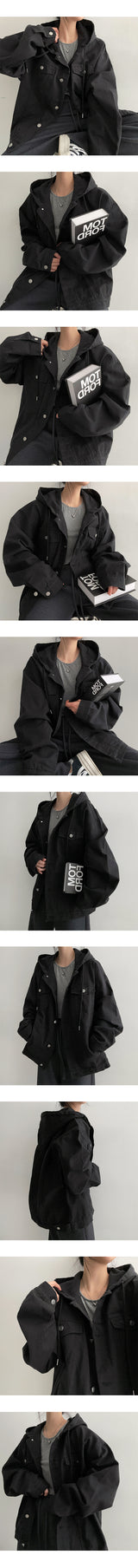 [Brand quality!] メンズポケットボクシーコットンフードジャケット(4 colors)