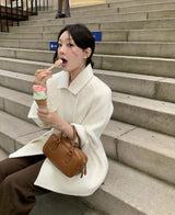 フレンチリボンベルトウールコート