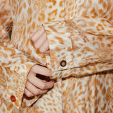 Luxurious Orange Leopard Print Pajama Set - Crafted from Fluid Tencel-Linen for Ultimate Comfort and Style