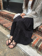 Konomi Check Banding Long Skirt