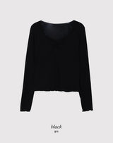 Lua Shirring Lace Frill Rib T-Shirt (4color)