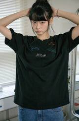 26SS★ ドローステッチ刺繍半袖Tシャツ