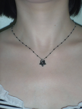 gleaming tiny star necklace [black]