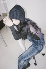 Back see-through angel long-sleeved t-shirt
