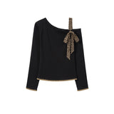 Liz Leopard One-Shoulder T-shirt 232999882