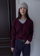 マイロ Vネック ウールニット (Plum)