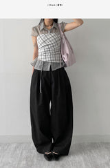 Twill Balloon Fit Wide Pants