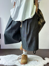 LINEN TWO PINTUCK BERMUDA🩵💙2COLOR 2SIZE