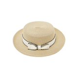 Wave Ribbon Boater Hat (Beige)