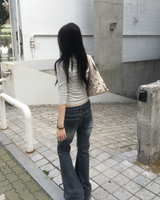 Lowrise grey washing boots cut pants