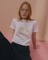 チャーミングシェルクロップTシャツ-WHITE