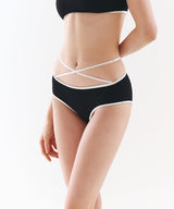 Front X-Line Low Bikini Panties (Black)