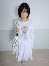 コサージュポイントスリム長袖Tシャツ