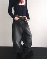 Stud denim pants