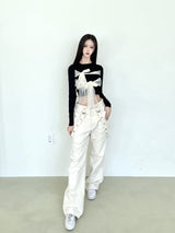1101. シフォンリボンクロップT