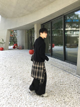 ラフィチェックレイヤードワイドパンツ 2C