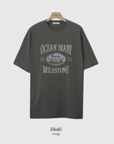 オーシャンプリンティングルーズショートスリーブtシャツ