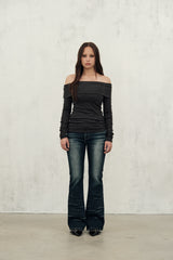st off shoulder t (black)