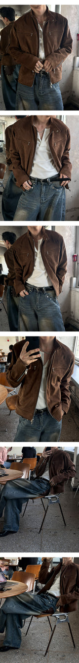 [Unisex] Back leather pocket wide pants