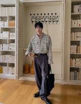 Diruin Tweed Damage Crop Shirt Jacket