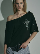  UNBALANCED STRING SHORT-SLEEVE T