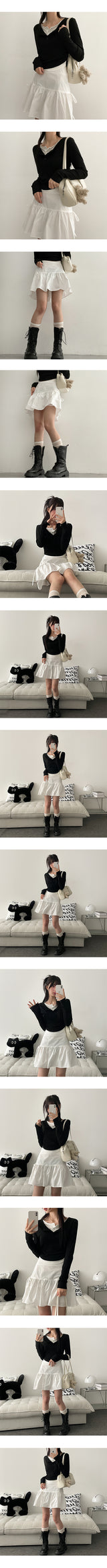 lintel ribbon flared mini skirt
