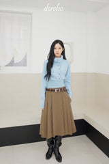 Black Royal Pleats Midi Skirt