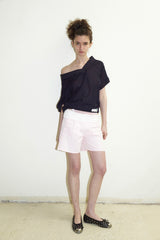 That's neat - Long-Termism V-Neck Convertible Relaxed-Fit Short Sleeve Top (Navy)