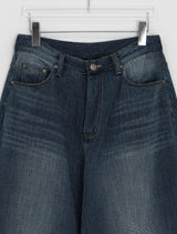 Hison Balloon Wide Brushed Denim Pants