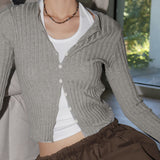 Soap V-neck Slim Fit Tight Long-Sleeved Knit Cardigan