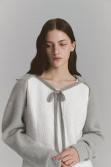 Fur Ribbon Bolero Gray