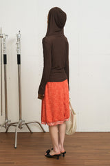 シアー Uネック フーディー(Brown)