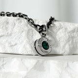 SS-Bullet Back Necklace_Black silver_EMERALD
