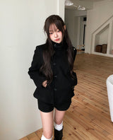 Bitter Unbalanced High Neck Slim Half Coat