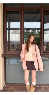 Pink laze oversized-fit knit cardigan