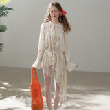 Cotton Embroidered Lace Flower Beads Romantic Dress