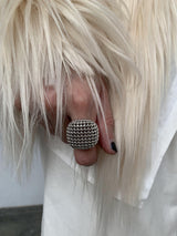 Microphone square silver ring