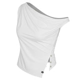COLLECTION UNBALANCE DRAPE SLEEVELESS [WHITE]
