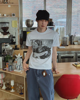 グランジ ヴィンテージ フォト プリント ショートスリーブ Tシャツ