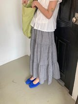 Hinari Check Tiered Banding Long Skirt