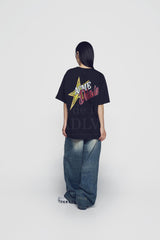 24FW CRACK STAR LOGO SHORT SLEEVE T-SHRIT BLACK
