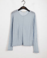 Saawn wool tencel cut see-through layered t-shirt