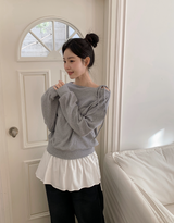 #One Shoulder Ribbon Loose Fit Sweat Shirt (4color)