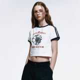 サンフラワークロップリンガーTシャツ_ホワイト