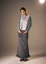 Frill Mermaid Maxi Skirt / Charcoal