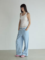 Frill Block Pants_Light Blue