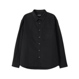 Diagonal Muted Garment-Washed Shirt - BLACK