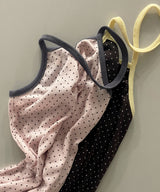 Reki Shirred Bust Polka Dot Halter Neck Sleeveless Top (2 Colors)