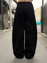 Lipang Curved Cargo Pocket Wide Pants