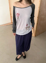  floral raglan T